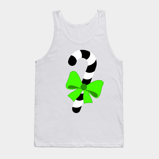 BLACK AND WHITE CHRISTMAS CANDY WITH GREEN BOW Tank Top by iskybibblle